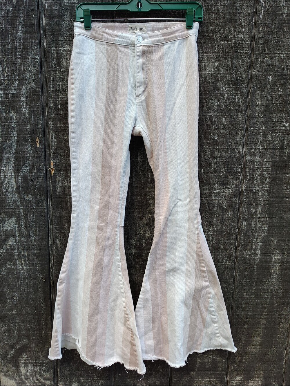 Peach Love California Bell Bottom Pin Stripe Jeans